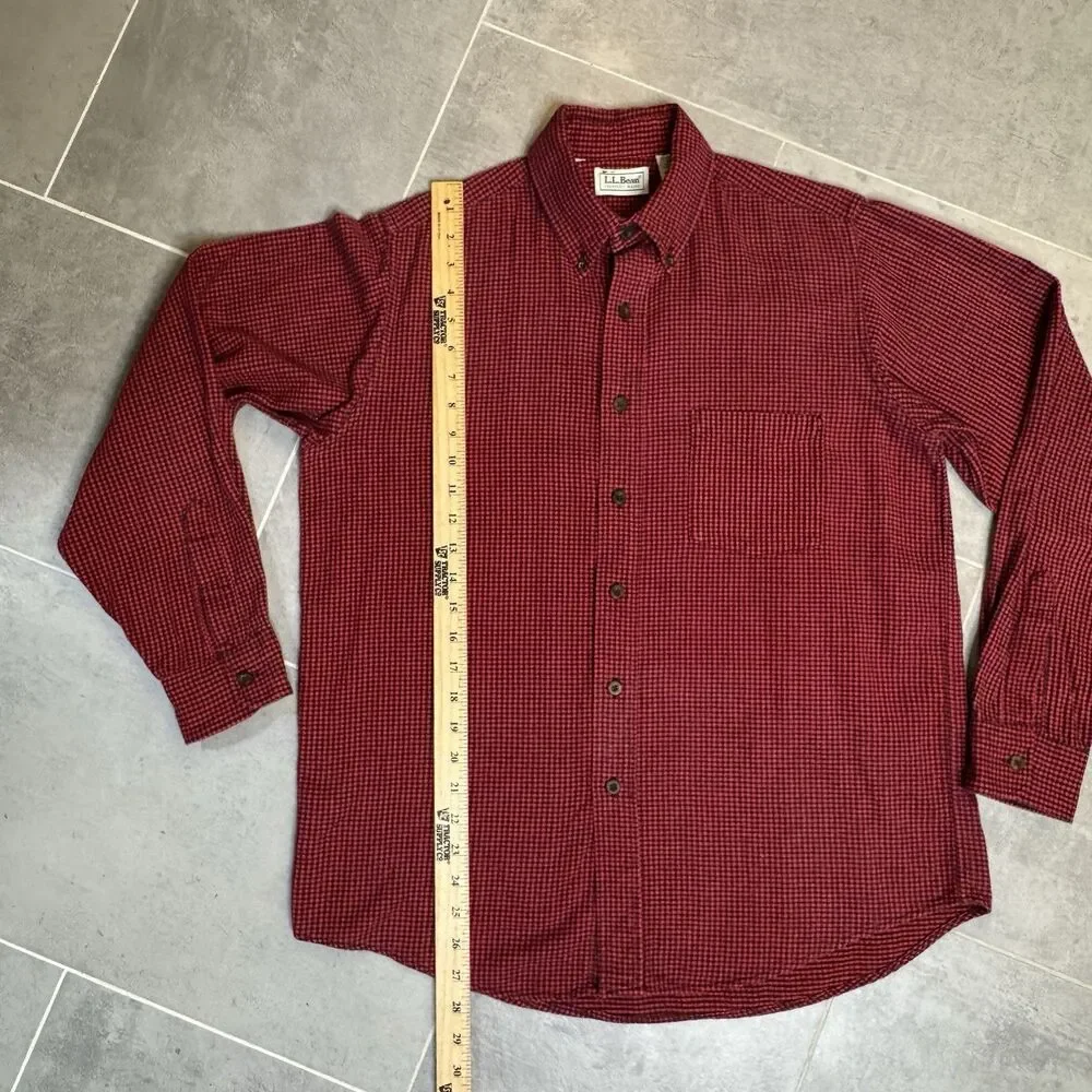 Vtg L.L. Bean Made in USA Freeport Flannel Shirt Medium Red Black Check Plaid - Picture 6 of 10